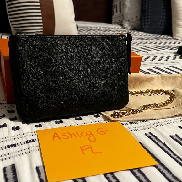 Louis Vuitton Black Empreinte Double Zip Pochette - Picture 1 of 4